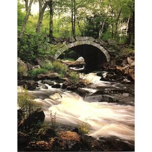 Stone Arch Bridge Over Sudbury River 1980s Art Print Retro Kitsch Wall Art SE11